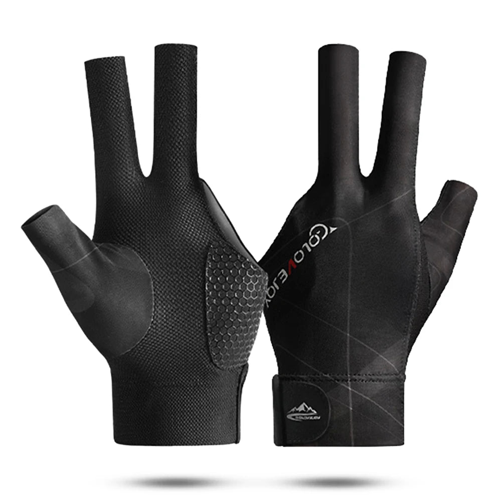 1Pc, Open Finger Billiard Gloves, Breathable Polyester Snooker Pool Glove, Adjustable Sticker, Smooth Soft Lightweight Amateur Training