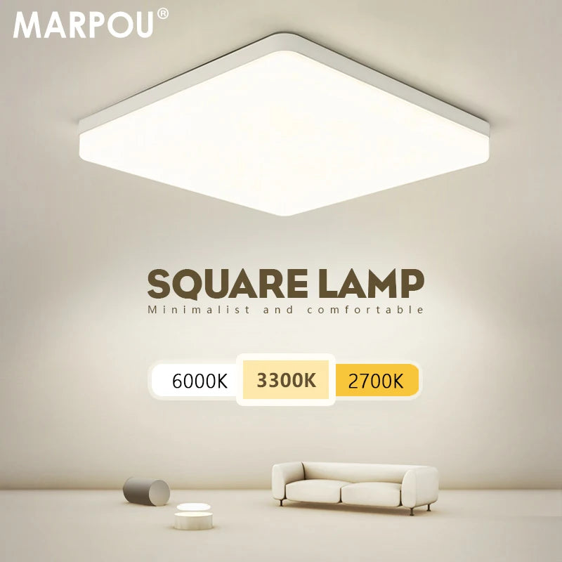 Square Led ceiling lamp, bedroom lighting, Neutral white, cold white, warm white, 48W 36W 24W 18W led ceiling light room, MARPOU