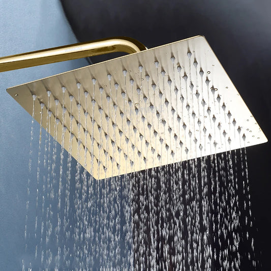 Top 1 Luxury Rushed Gold Shower Head SUS 304 Stainless Steel Bathroom Pressurized Rainfall Top Faucets Showers Heads Accessories