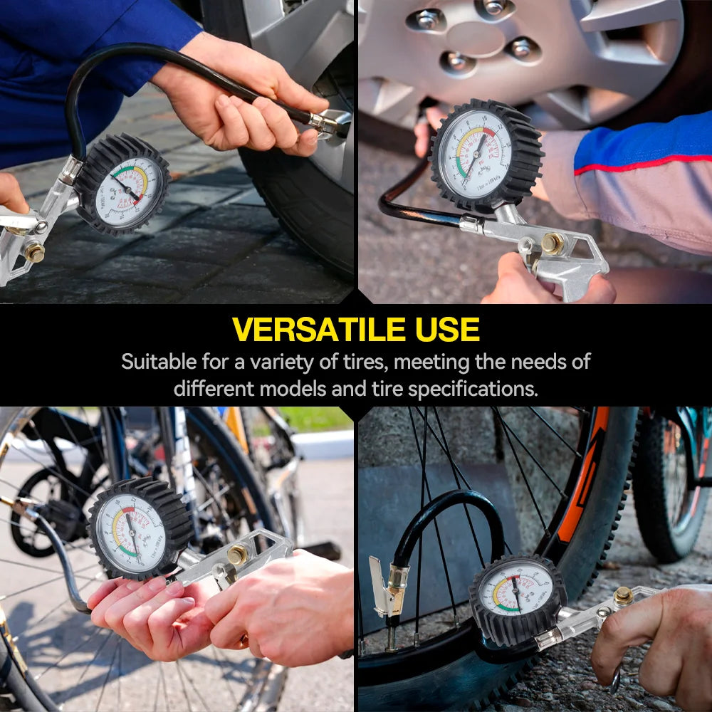 220Psi/16Bar Car Tire Pressure Gun, Multi-Function Tire Pressure Monitoring Tool, Air Pressure Gauge, Suitable For Air Compressor