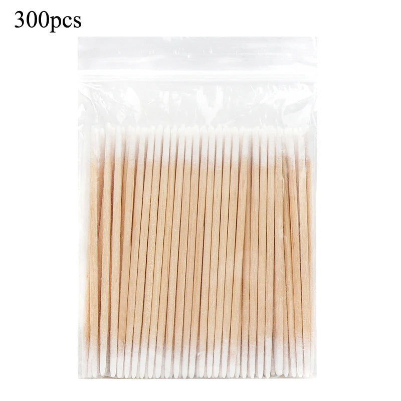 100/300Pcs, Double Head Cotton Swab, Women Makeup, Cotton Buds Tip For Medical Wood Sticks, Nose Ears Cleaning Health Care Tools