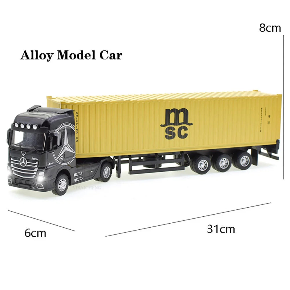 1:50 Diecast Alloy Truck Head Model Toy, Container Truck Pull Back With Light Engineering, Transport Vehicle Boy Toys For Children