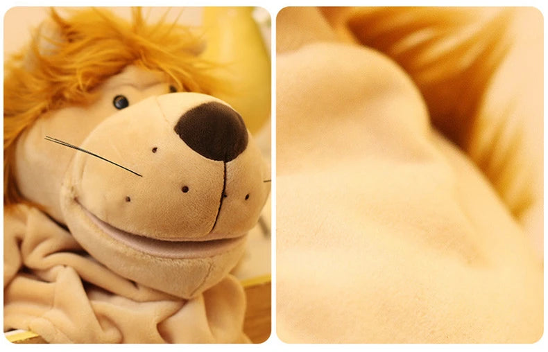 Cartoon Animal Hand Puppet Parent-child Game Doll, 35cm, Stuffed Gaming Doll, Lion Elephant Pig Appease Toys, Birthday Gifts For Children