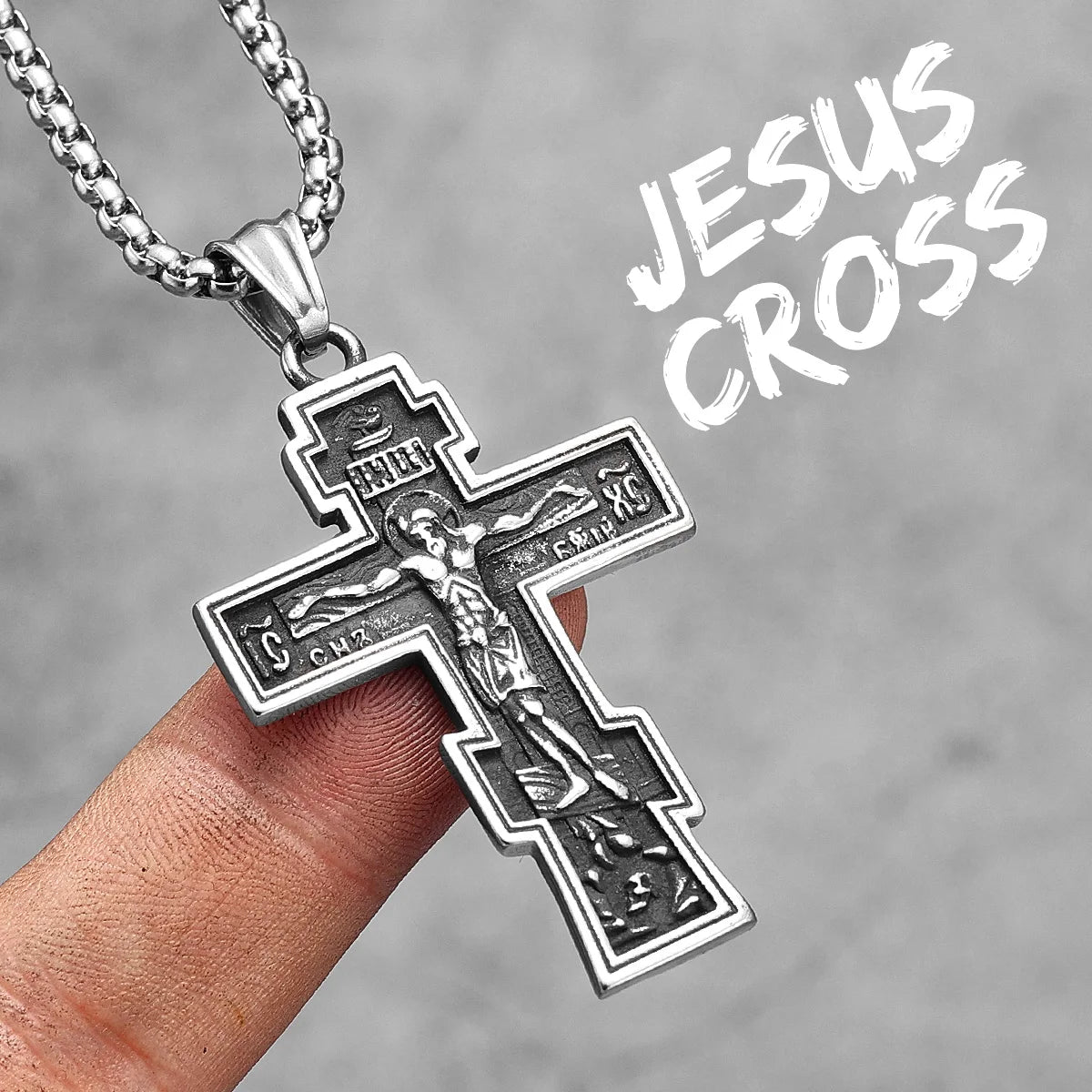 INRI Jesus Cross Amulet Stainless Steel Men Women Necklaces Pendants Chain Amulet Punk Trendy Jewelry Creativity Gift Wholesale