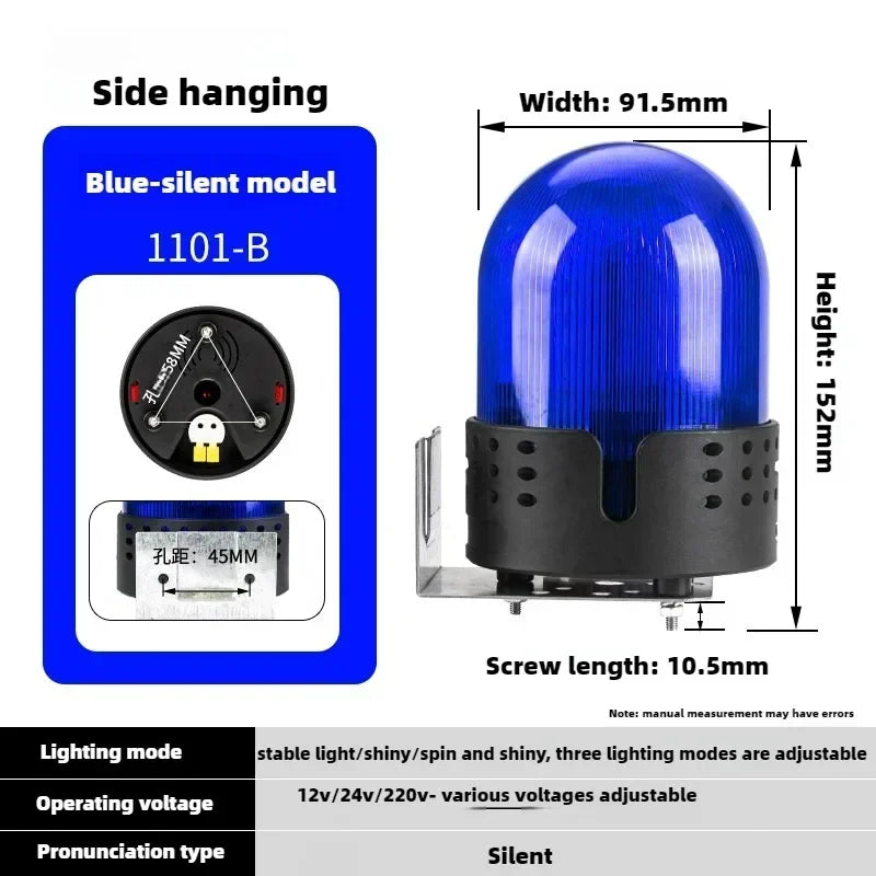 Three Sound Modes Emitting LTE-1101J Light Flashing Shiny Warning Light 120dB Volume Adjustable Magnetic Base 12V 24V 220V