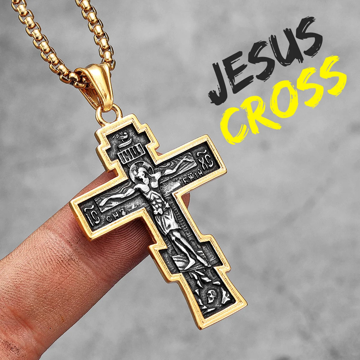 INRI Jesus Cross Amulet Stainless Steel Men Women Necklaces Pendants Chain Amulet Punk Trendy Jewelry Creativity Gift Wholesale