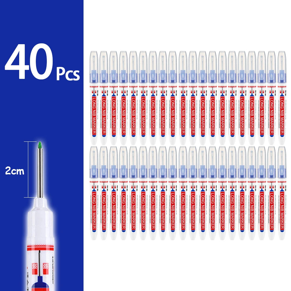 4-80Pcs, 2cm, Waterproof Long Head Markers, Deep Hole Marker Pen for Metal Carpenter, Red/ Black/ Blue/ Green Ink Woodworking Tools