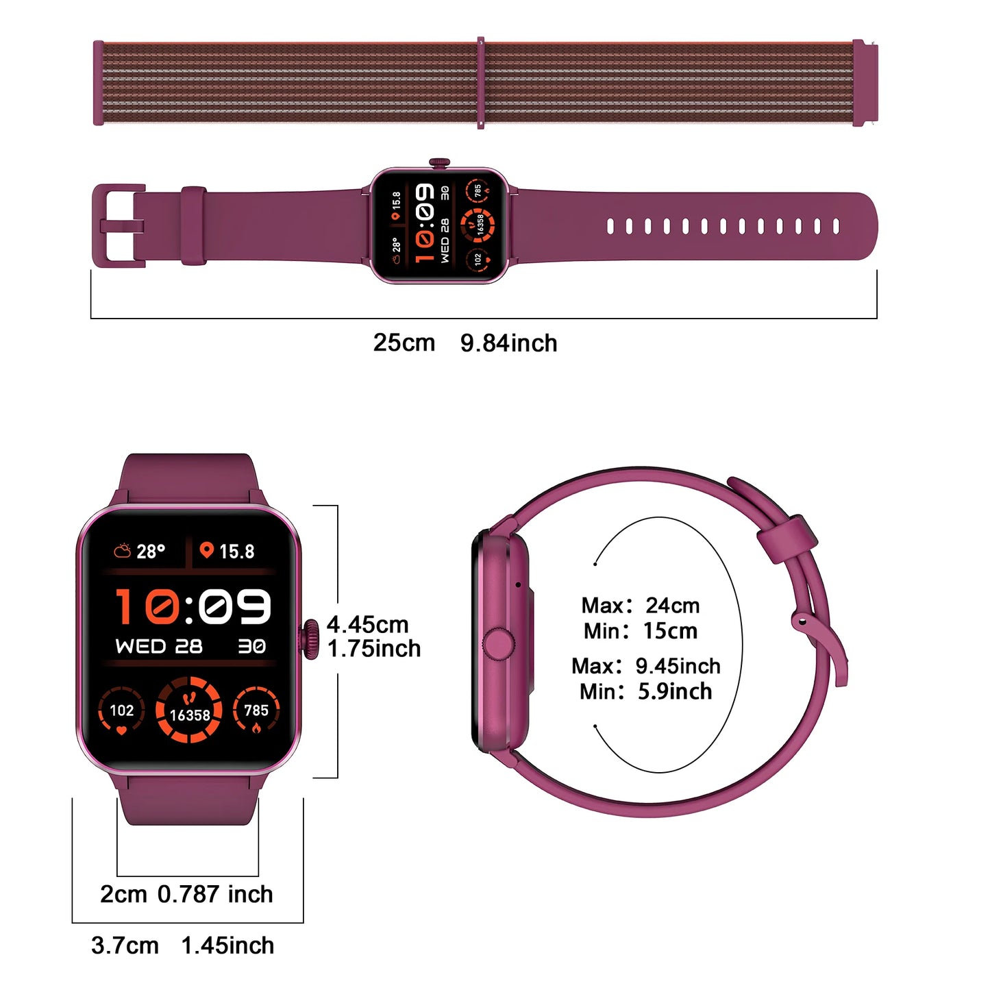 Blackview R50 Smart Watch, Heart Rate Monitor 1.85'' HD Screen, 100+ Sport Modes, Men Women, Outdoor Watch for IOS Android
