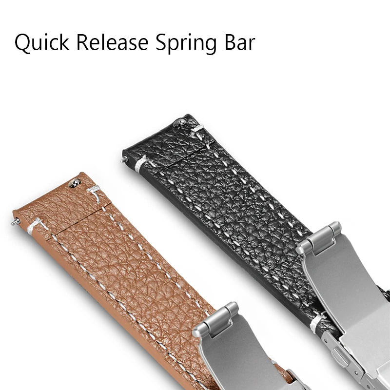 Soft Genuine Leather Smart Watch Band, 18 20 22 24mm, Women Men, Cowhide Strap, Quick Release Watchband