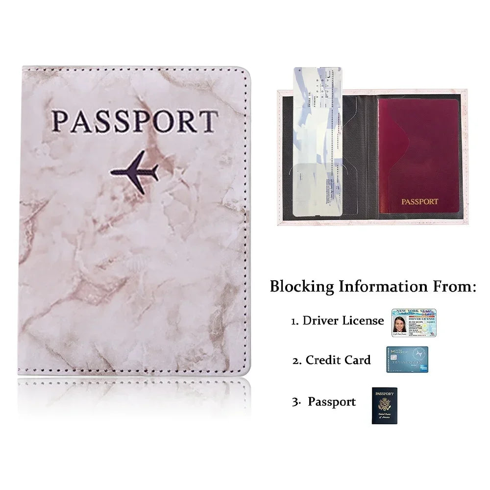 Fashion Passport Protective Cover, Embroidery Letter Pattern Travel Passport Holder, Wallet Gift PU Leather Card Case Cover Unisex