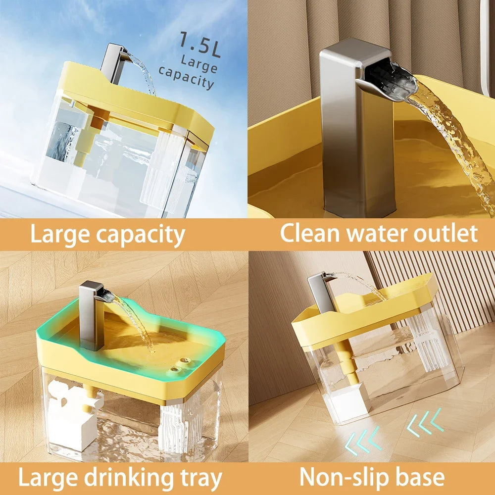 Cat Water Fountain, Auto Filter Transparent Cat Drinker, USB Anti-Dry Burning Recirculate Filtering Water Dispenser with Pump