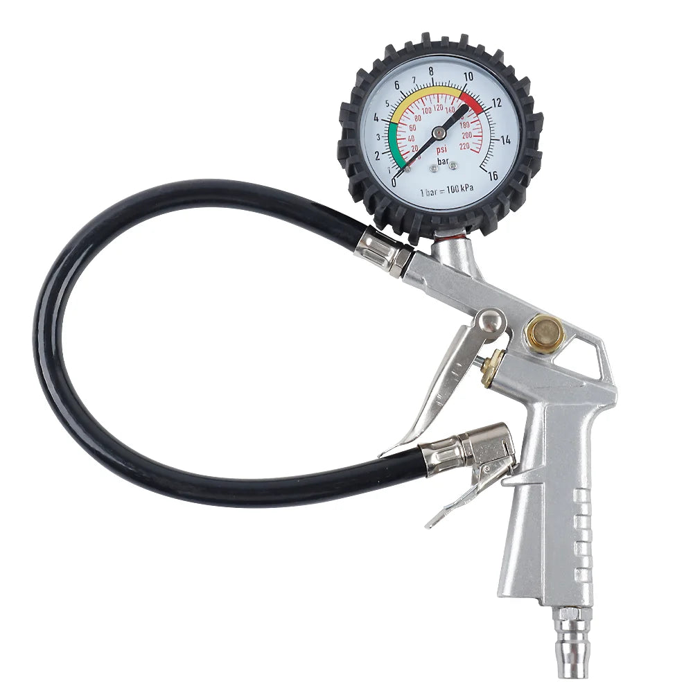 220Psi/16Bar Car Tire Pressure Gun, Multi-Function Tire Pressure Monitoring Tool, Air Pressure Gauge, Suitable For Air Compressor