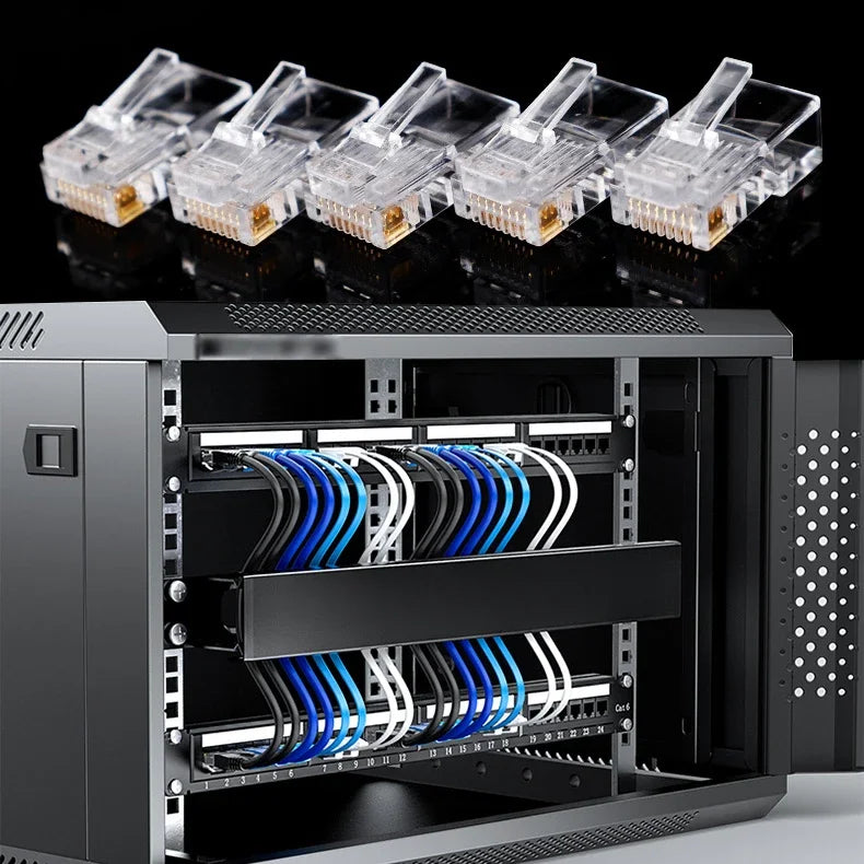 1-50Pcs, RJ45 CAT6 CAT5e Pass Through Connectors, Crystal End Gold-Plated 8P8C Crimp UTP Standard Ethernet Network Modular Plug
