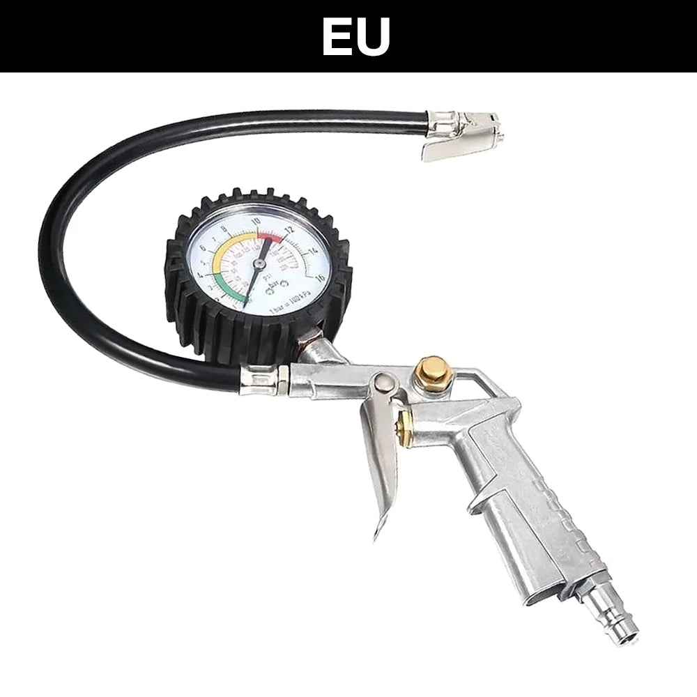 220Psi/16Bar Car Tire Pressure Gun, Multi-Function Tire Pressure Monitoring Tool, Air Pressure Gauge, Suitable For Air Compressor