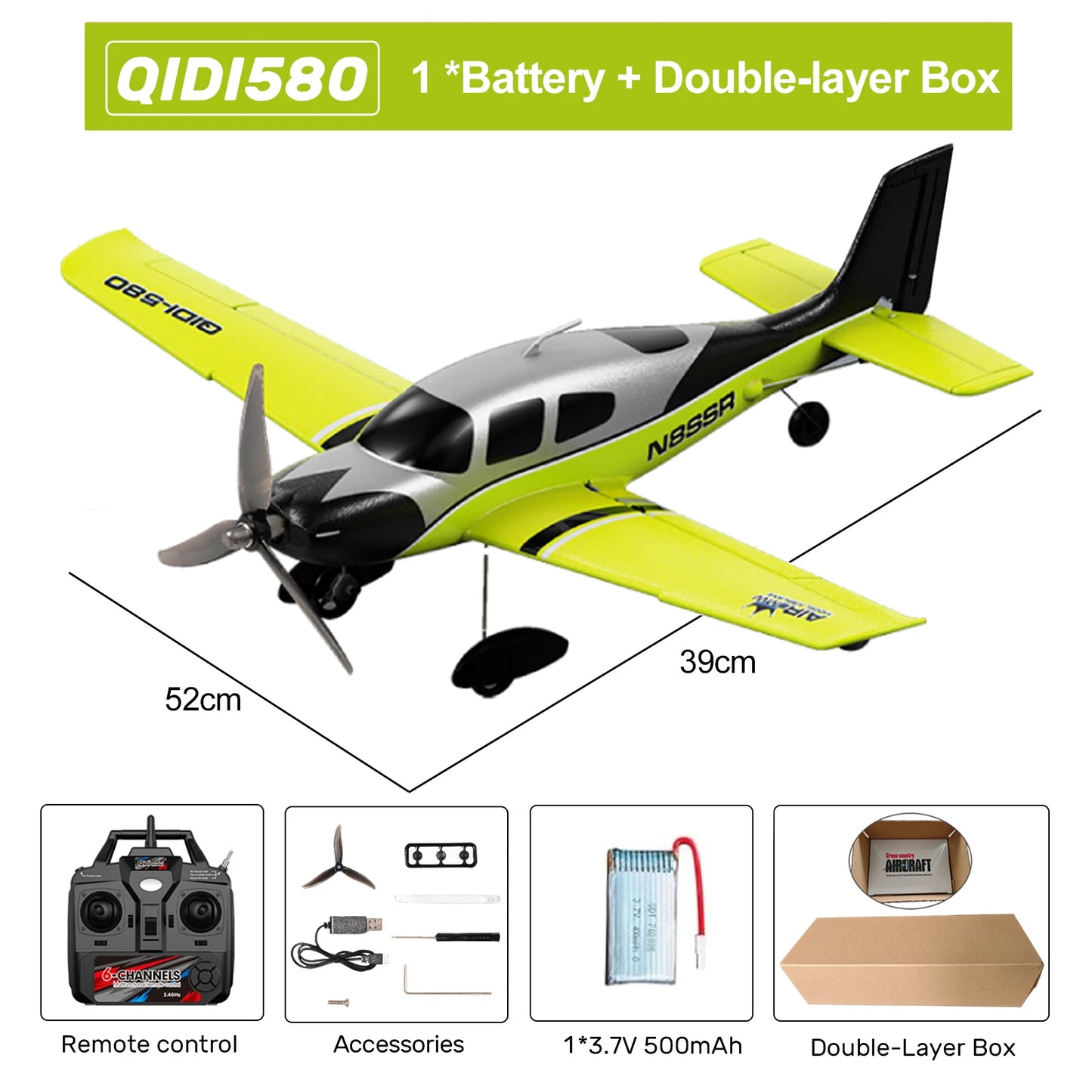Stunt RC Glider Plane, 4CH 2.4G Remote Control, Brushless Aircraft EPP Foam Fixed Wing Airplane Model Toys for Children, QIDI580