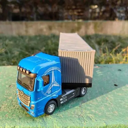 1:50 Alloy Diecast Large Truck Model Car Toy Simulation Container Toy Sound and Light Pull BackTransport Vehicle Model Kid Gifts