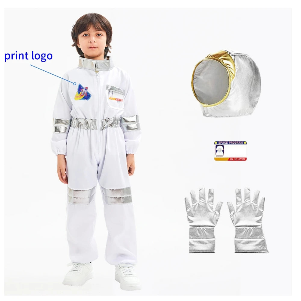 Disfraz de Halloween Astronauta para Niños y Niñas, Traje de Cosplay de Astronauta de Dibujos Animados, Mono de Fiesta Espacial, Traje de Spaceman Blanco, Bodysuit de Disfraz de Astronauta