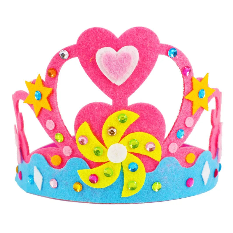 Children's Handmade DIY Crown Headwear Non-woven Kindergarten Creative Handwork Paste Material Kit Kids Birthday Gift