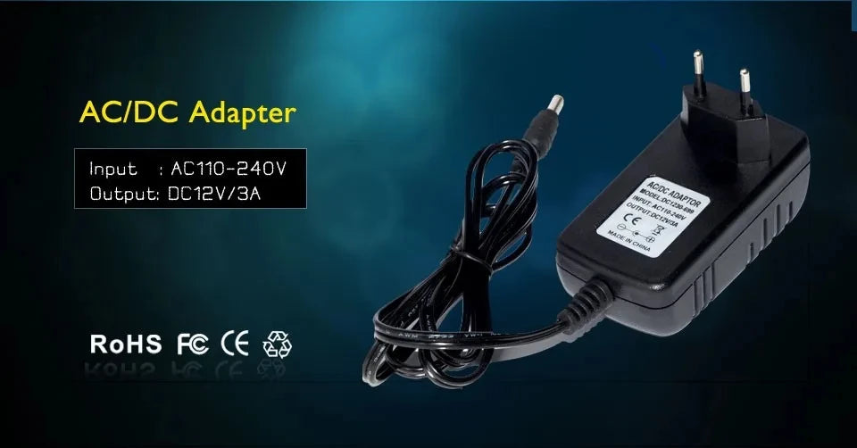 12 Volt Power Supply Transformer, AC 110V 220V  To DC 12V, EU US Power Adapter, Power Source Charger Converter DC12V 1A 2A 3A LED Driver