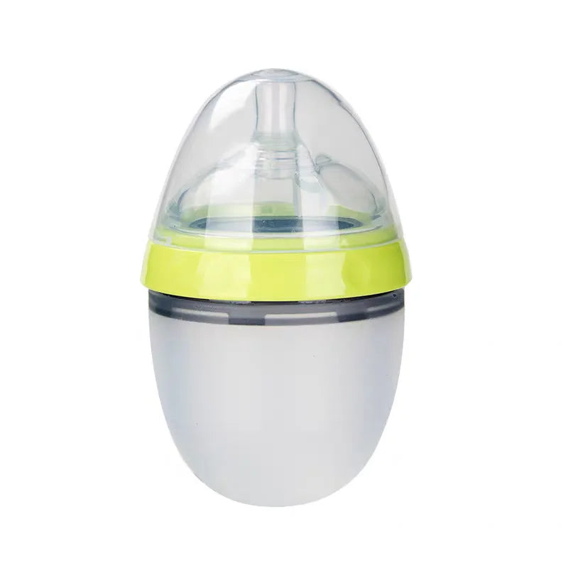 New 0-36 months baby nano-silicone bottle, 240ml 150ml Baby Bottle with handle Breastmilk-like design Soft milk pulling