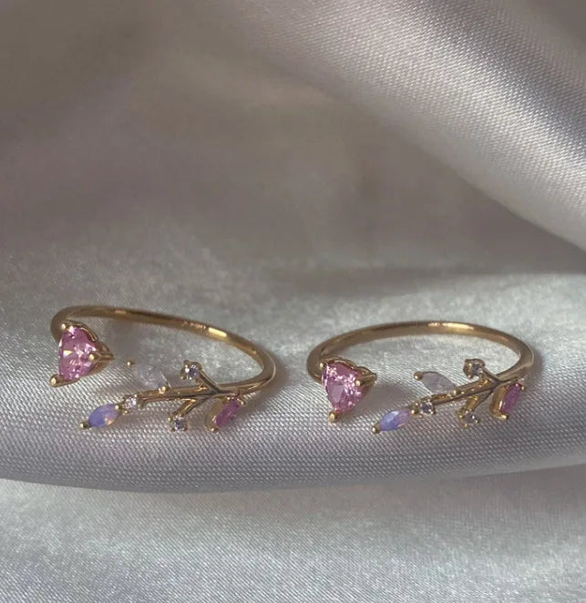 New Cute Colorful Zircon Flower Ring For Women Girl, Fashion Vintage Zircon Adjustable Rings, Jewelry Gift