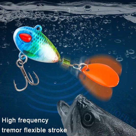Spoon Spinner Bait Sinking Wobblers Baits Metal Jig VIB Baits Rotating Sequin Tail Lures Far Casting Fishing Lures for Sea Bass