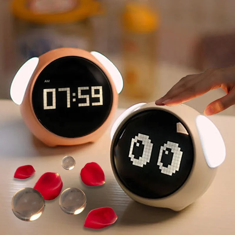 Child Alarm Clock, Digital Emotion Table Clock, Light Cute Cartoon Alarm Clock For Kids, Digital, Touch Sensing