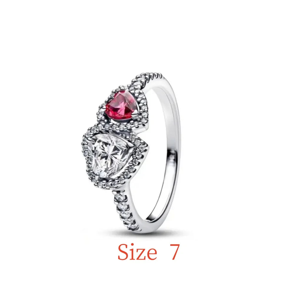 New 925 Silver bow Heart-shaped Ring Necklace, Suitable for Valentine's Day, Holiday Gifts for Women, DIY High-end, Fashion Jewelry