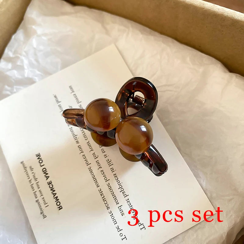 Mini Cute Maillard Round Acrylic Hair Claws For Women Small Premium Light Luxury Versatile Practical Side Clips Head Accessories