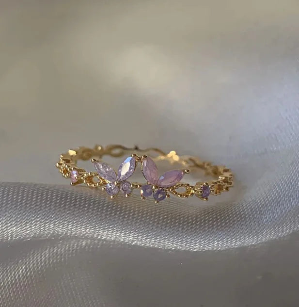 New Cute Colorful Zircon Flower Ring For Women Girl, Fashion Vintage Zircon Adjustable Rings, Jewelry Gift