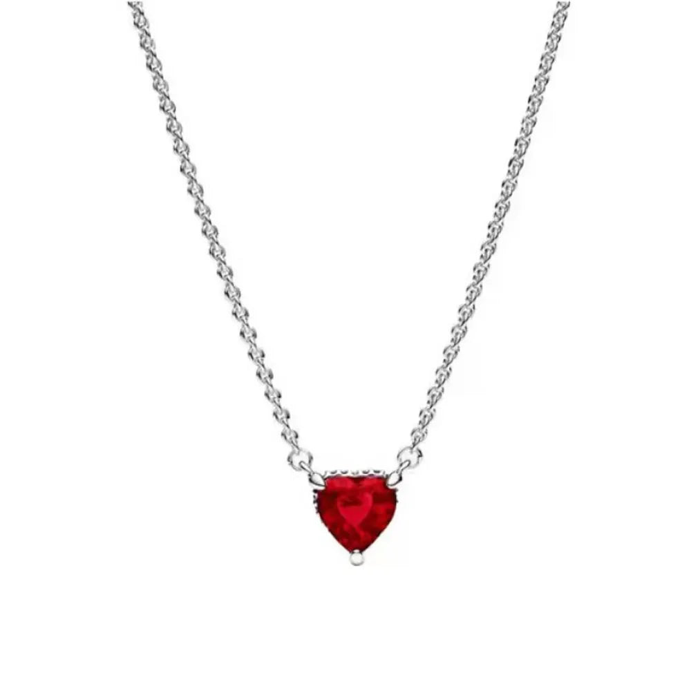 New S925 Silver Colored Zircon Necklace Earrings Suitable for Valentine's Day, Mother's Day, Anniversary Gift DIY Charm Jewelry