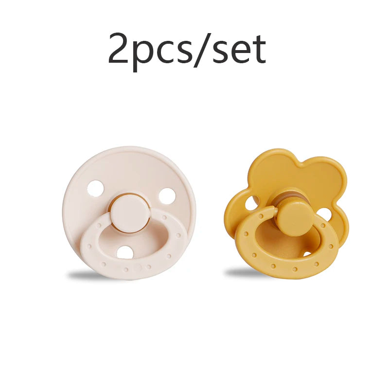 Silicone Baby Pacifier, Food Grade Silicone, Newborn Soother Solid Color Dummies Silicone Nipple For Bebe, 2PCS, Modabebe