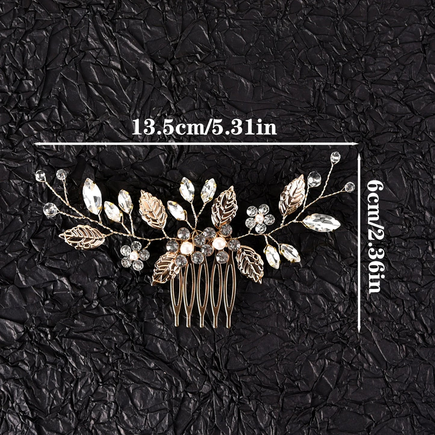Crystal Pearl Hair Comb Clip Pin Alloy Leaf Hair Comb Handmade Headband Tiara For Women Bride Wedding Hair Accessories Jewelry
