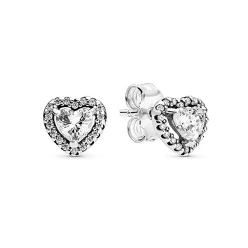New S925 Silver Colored Zircon Necklace Earrings Suitable for Valentine's Day, Mother's Day, Anniversary Gift DIY Charm Jewelry