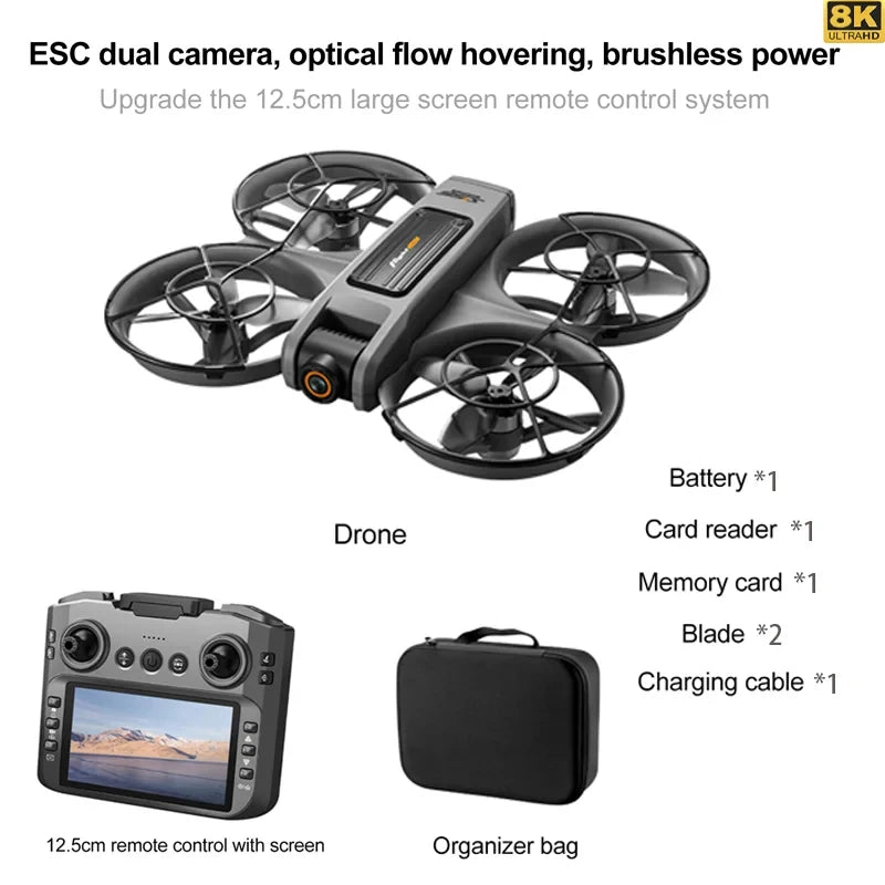 Upgrade S156 Drone 8K HD Dual Camera 3 Battery 5G WiFi FPV Brushless Motors Optical Flow Hover Obstacle Avoidance GPS Four-Axis Drone