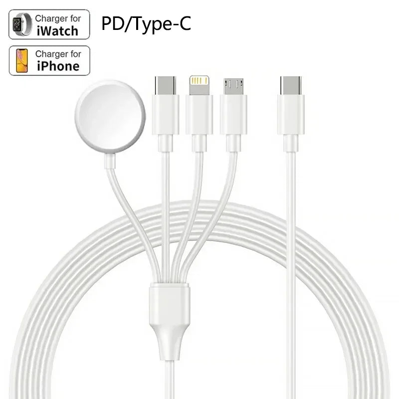 Portable 4-in-1 Magnetic Watch Wireless Charger Charging Data Cable for iPhone 15 14 13 12 11 Pro Max iWatch 8 Ultra 7 6 SE 5 4