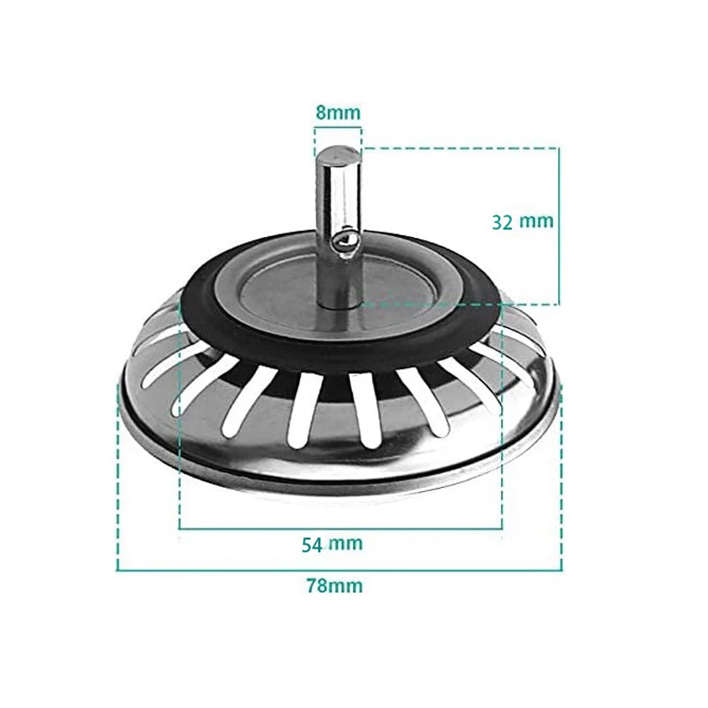 1Pc, Strainer, Premium Stainless Steel Replacement Kitchen Sink Strainer, Waste Drain Plug, 80mm, Basin Drain Stopper, Leach Basket