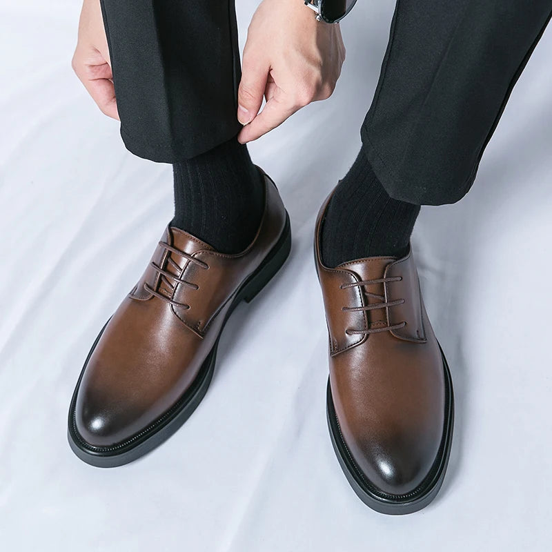 Spring Autumn Soft Sole Comfortable Casual Shoes, Men's Outdoor Hiking Travel Shoes, High End High Quality Men's Suit Dress Shoes