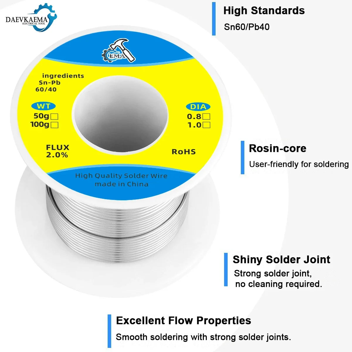 EMA Quality Welding TIN Wire, 60/40 0.8mm 1.0mm, Soldering, Solder Wire Tin Flux For Soldering Welding, Solder Wire