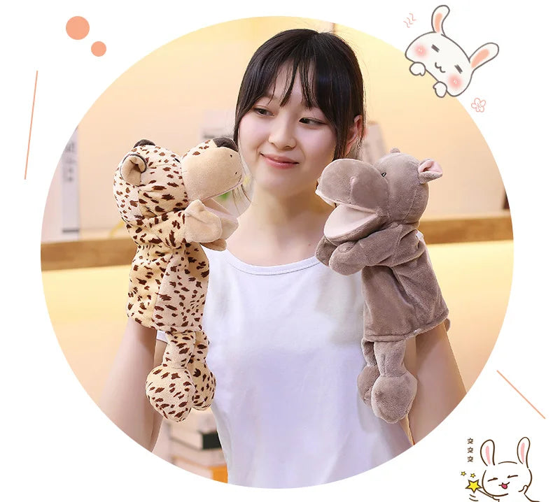 Cartoon Animal Hand Puppet Parent-child Game Doll, 35cm, Stuffed Gaming Doll, Lion Elephant Pig Appease Toys, Birthday Gifts For Children