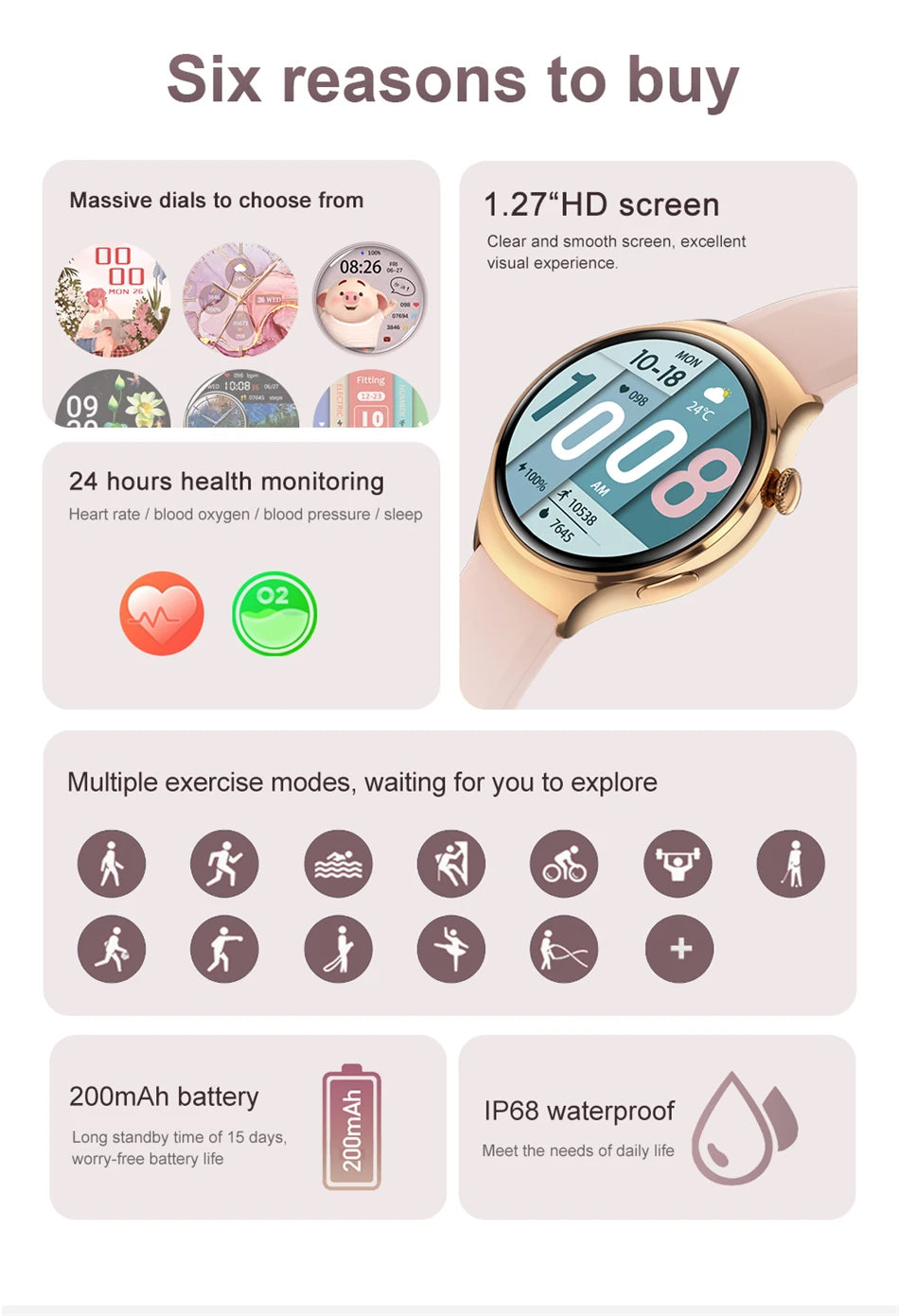 New GPS NFC Bluetooth Call Smartwatch, Women Watch, 4 mini Sports Track, Heart Rate Oximetry Monitoring Health Smartwatch For Woman
