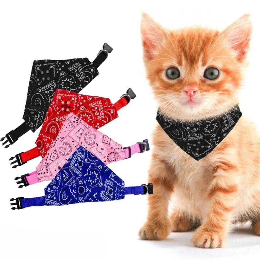 Pet Triangle Scarf, Cat Dog Saliva Towel, Printed Pets Dog Collar, Adjustable Strap, Kitten Puppy Saliva Neckerchief, Pet Supplies