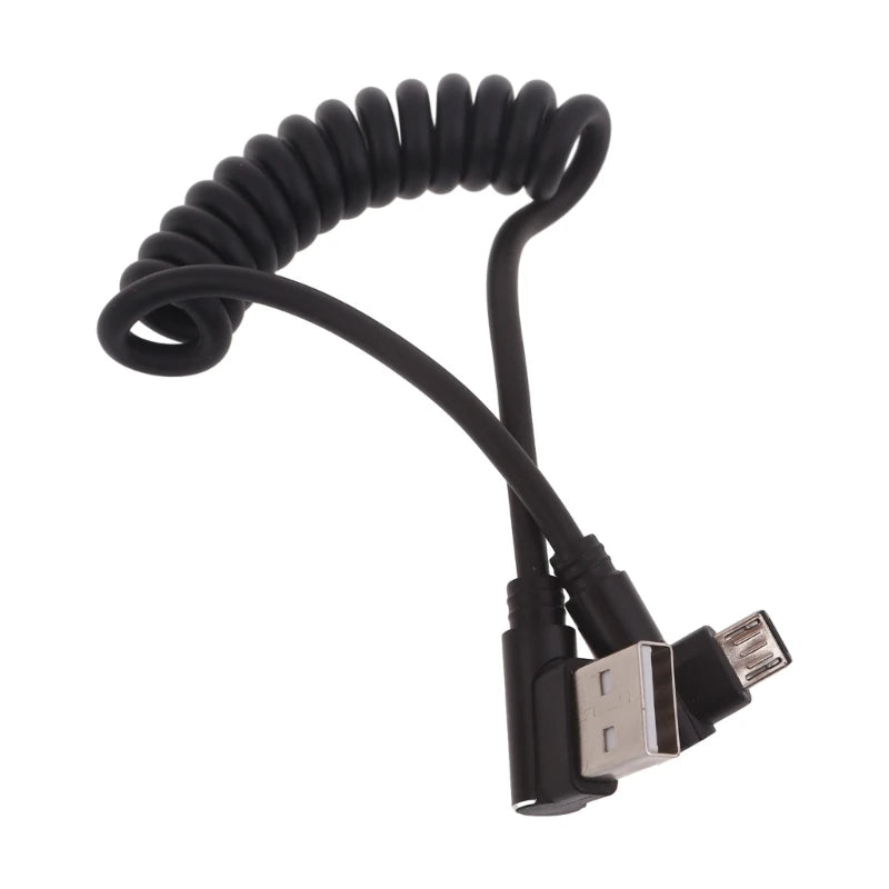 60W Fast Charging USB C to USB2.0, USB A to Micro USB, Type C to Type C Coiled Cable, 90 Degree Right Angle Design Cable for Smartphone Tablet Speaker Headphone