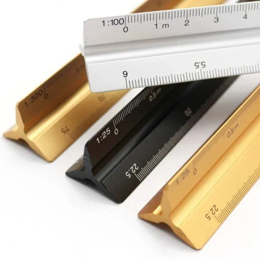 Regla triangular de escala de 30 cm 1:20-1:500, regla recta de metal y plástico, herramienta métrica de medición precisa para arquitectos e ingenieros.