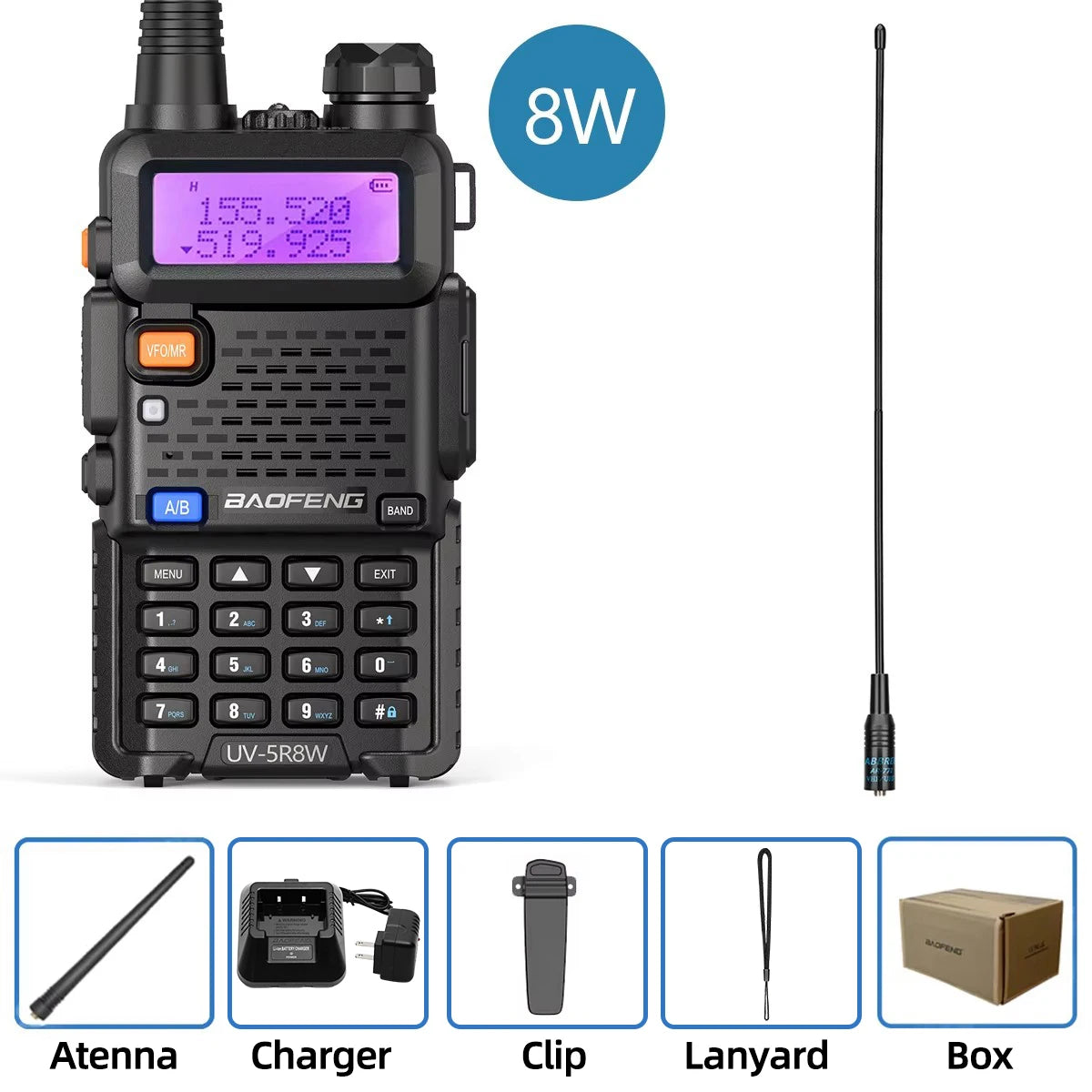 Walkie Talkie, UV 5R 5W 8W Dual Band Ham Two Way Radio, Vhf Uhf FM Radio, Handheld Transceiver, Hunting 16KM, BAOFENG
