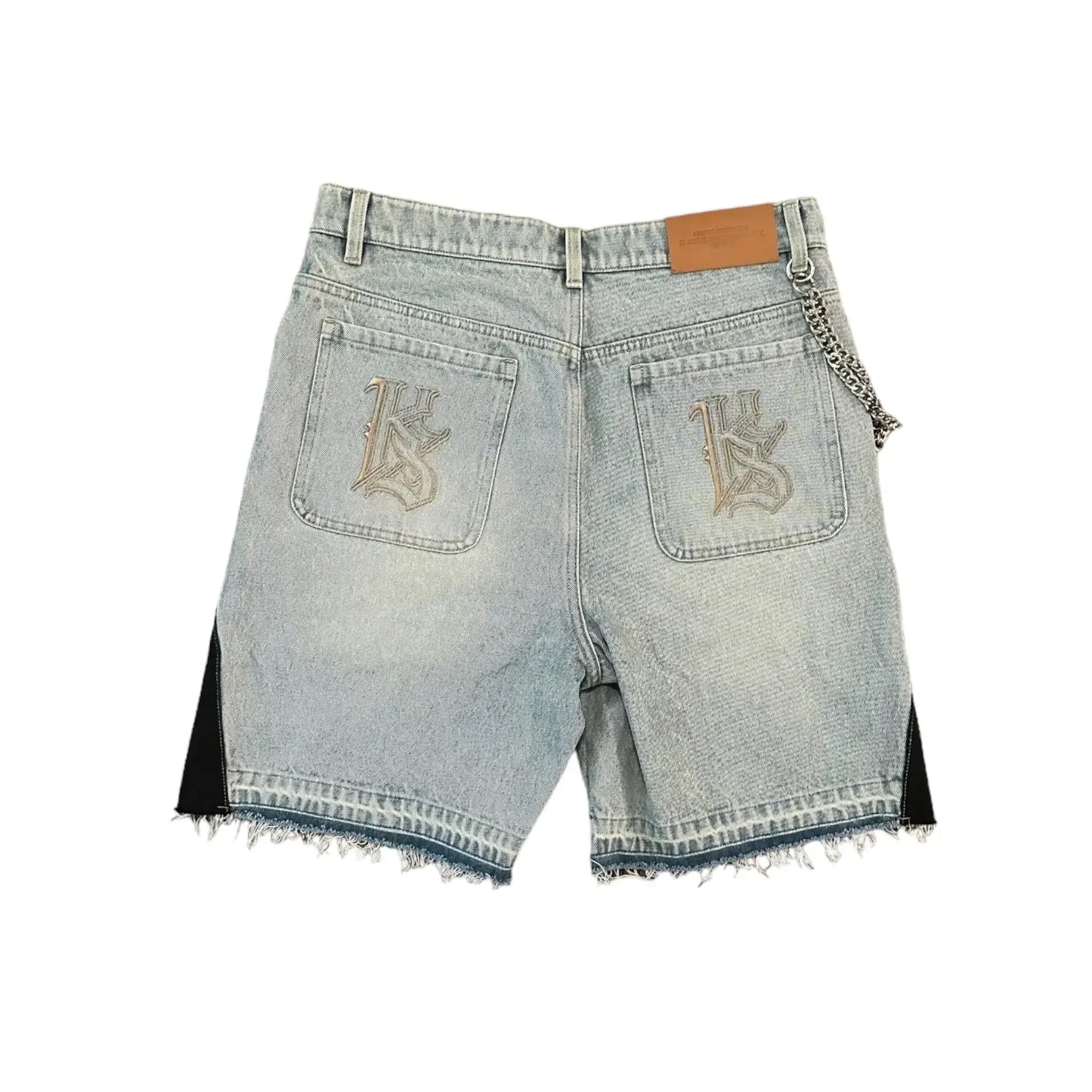 American Retro Denim Shorts, Y2K Jeans Harajuku Hip Hop Cartoon Embroidery Retro Baggy Shorts, Low Waist Sports Basketball Shorts