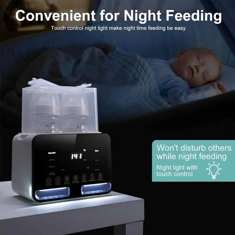 Baby Bottle Warmer Sterilizer, Multifunction Fast Milk Bottle Warmers with Timer Accurate Temperature Control, Newborn Accessories