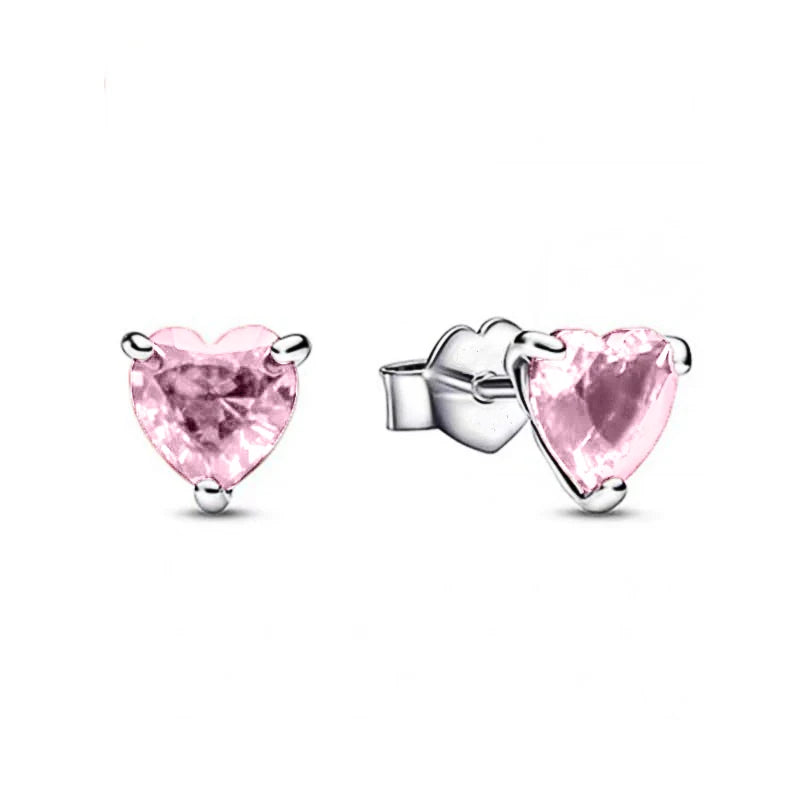 New S925 Silver Colored Zircon Necklace Earrings Suitable for Valentine's Day, Mother's Day, Anniversary Gift DIY Charm Jewelry