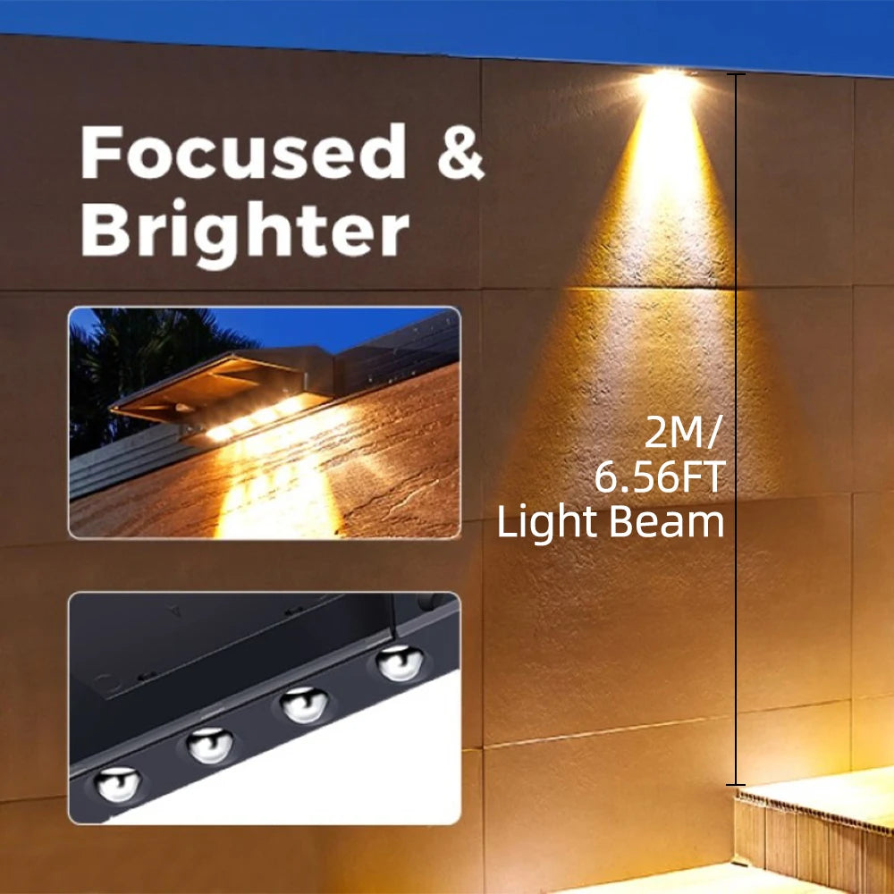 2 Pack Solar Wall Lights, 4 LED Solar Fence Lights, Outdoor Waterproof Solar Deck Lights, Wall Lights for Fence Post Yard Pathway