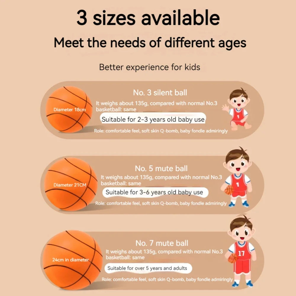 Foam Basketball, Kids Silent Basketball, Bouncing Mute Silent Ball, Bounce Squeezable Mute Bouncing Basketball